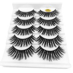 5 Pairs 6D Faux Mink Hair False Eyelashes Natural Long Wispies Lashes Handmade Cruelty-free Criss-cross Eyelashes Makeup Tools