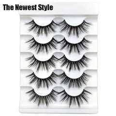 5 Pairs 6D Faux Mink Hair False Eyelashes Natural Long Wispies Lashes Handmade Cruelty-free Criss-cross Eyelashes Makeup Tools