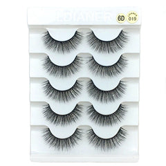 5 Pairs 6D Faux Mink Hair False Eyelashes Natural Long Wispies Lashes Handmade Cruelty-free Criss-cross Eyelashes Makeup Tools