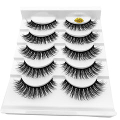 5 Pairs 6D Faux Mink Hair False Eyelashes Natural Long Wispies Lashes Handmade Cruelty-free Criss-cross Eyelashes Makeup Tools