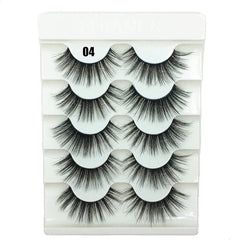 5 Pairs 6D Faux Mink Hair False Eyelashes Natural Long Wispies Lashes Handmade Cruelty-free Criss-cross Eyelashes Makeup Tools