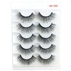 5 Pairs 6D Faux Mink Hair False Eyelashes Natural Long Wispies Lashes Handmade Cruelty-free Criss-cross Eyelashes Makeup Tools