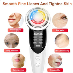 AmazeFan 7in1 Face Massager RF Microcurrent Mesotherapy Electroporation LED Skin Rejuvenation Remover Wrinkle Lifting Beauty