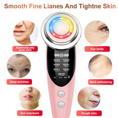 AmazeFan 7in1 Face Massager RF Microcurrent Mesotherapy Electroporation LED Skin Rejuvenation Remover Wrinkle Lifting Beauty