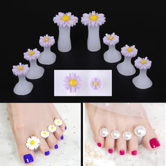 8 Pcs Soft Silicone Toe Separator Foot Finger Divider Form Manicure Pedicure Care Nail Art Tool Flower Holder Accessory