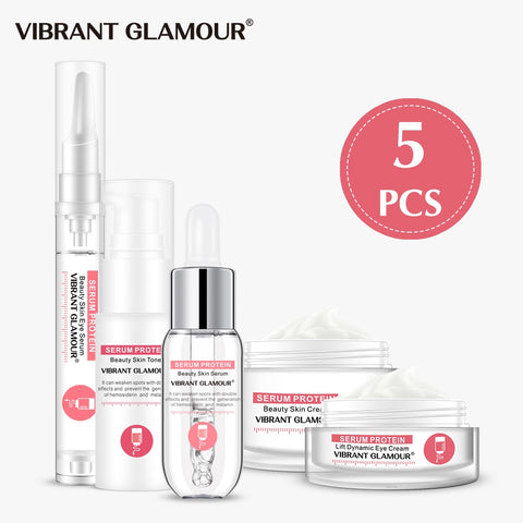 VIBRANT GLAMOUR Serum Protein Repair Facial Set Face Cream Anti-Wrinkle Face Serum Toner Eye Cream Moisturizing Serum Skin Care