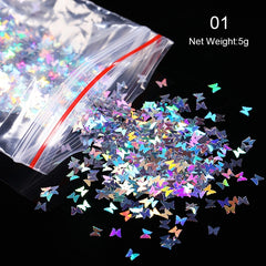 Butterfly Nail Sequins Glitter  Style Moon Flakes Paillette Iridescent  Maple Leaf  Decoration 3d Nail Art Sequins  Nail art