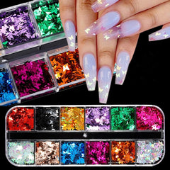 Butterfly Nail Sequins Glitter  Style Moon Flakes Paillette Iridescent  Maple Leaf  Decoration 3d Nail Art Sequins  Nail art