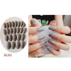 24Pcs/set Stiletto Shape Fake Nails Sky Blue Love Beach Love Summer Glitter Pointed Ladies Press On Designed Nail Tips Cloud