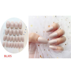 24Pcs/set Stiletto Shape Fake Nails Sky Blue Love Beach Love Summer Glitter Pointed Ladies Press On Designed Nail Tips Cloud