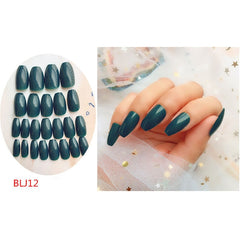 24Pcs/set Stiletto Shape Fake Nails Sky Blue Love Beach Love Summer Glitter Pointed Ladies Press On Designed Nail Tips Cloud