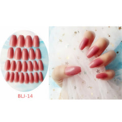 24Pcs/set Stiletto Shape Fake Nails Sky Blue Love Beach Love Summer Glitter Pointed Ladies Press On Designed Nail Tips Cloud