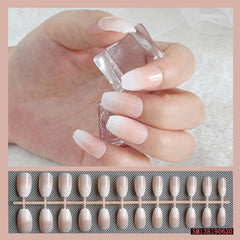 24Pcs/set Stiletto Shape Fake Nails Sky Blue Love Beach Love Summer Glitter Pointed Ladies Press On Designed Nail Tips Cloud