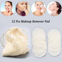 12Pcs Makeup Remover Pads Reusable Cotton Pads Make Up Facial Remover Bamboo Fiber Facial Skin Care Nursing Pads Skin Cleaning