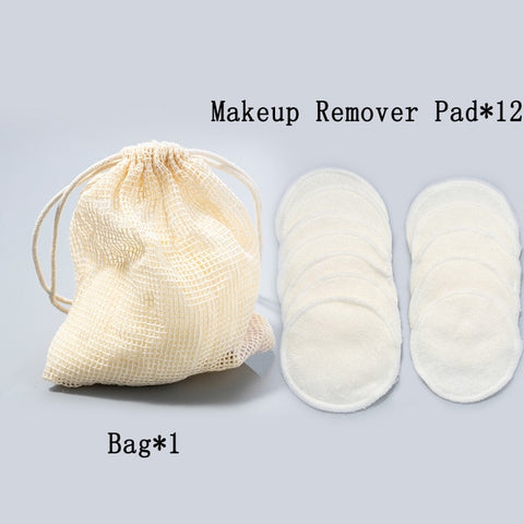 12Pcs Makeup Remover Pads Reusable Cotton Pads Make Up Facial Remover Bamboo Fiber Facial Skin Care Nursing Pads Skin Cleaning