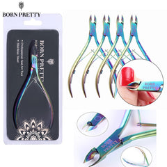 BORN PRETTY Nail Cuticle Nipper Stainless Steel Rainbow Tweezer Clipper Dead Skin Remover Scissor Plier  Pusher Tool