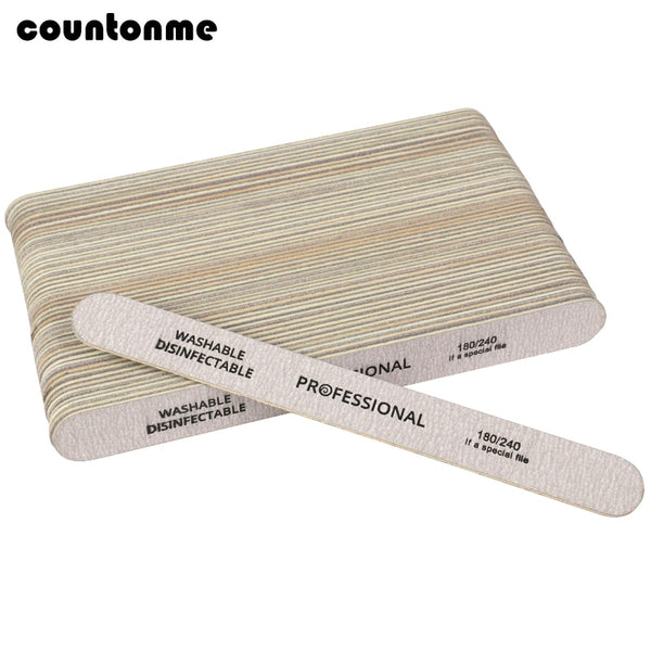 50Pcs 180/240 Nail Files Straight Edge Double Side Wood Nail Art Sanding Buffer For Salon Manicure UV Gel Tips Accessories Tool