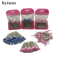 HYTOOS 50Pcs Corundum Nail Drill Bit 3/32" Rotary Ceramic Stone Burr Manicure Cutters Drill Accessories Cuticle Nail Mills Tool