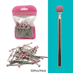 HYTOOS 50Pcs Corundum Nail Drill Bit 3/32" Rotary Ceramic Stone Burr Manicure Cutters Drill Accessories Cuticle Nail Mills Tool