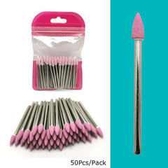 HYTOOS 50Pcs Corundum Nail Drill Bit 3/32" Rotary Ceramic Stone Burr Manicure Cutters Drill Accessories Cuticle Nail Mills Tool